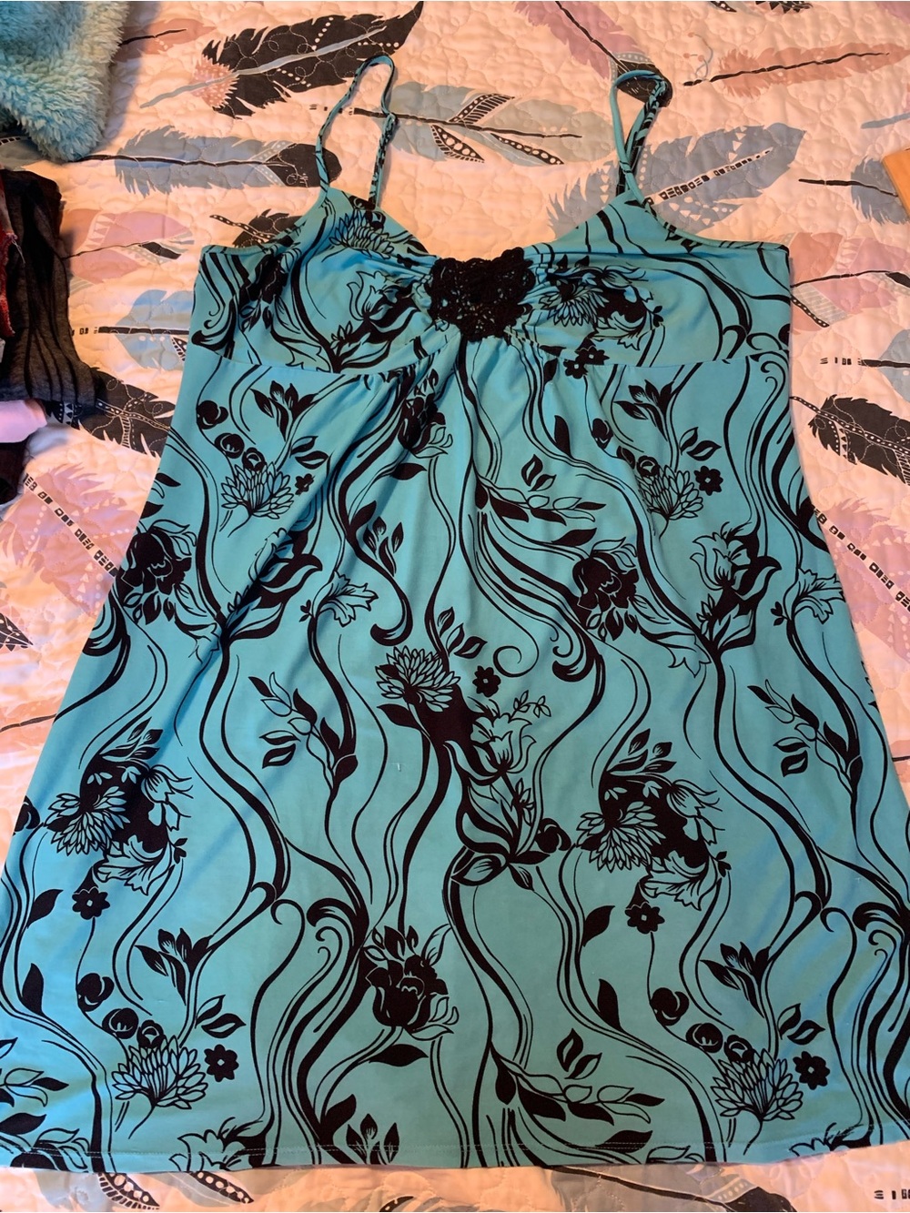 Apt. 9 Turquoise Floral Lace-Accent Chemise